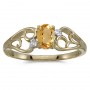 10k Yellow Gold Oval Citrine And Diamond Ring