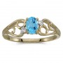 10k Yellow Gold Oval Blue Topaz And Diamond Ring