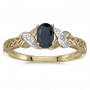 10k Yellow Gold Oval Sapphire And Diamond Ring