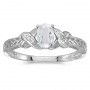 10k White Gold Oval White Topaz And Diamond Ring