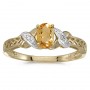 14k Yellow Gold Oval Citrine And Diamond Ring