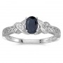 14k White Gold Oval Sapphire And Diamond Ring