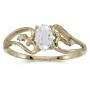 10k Yellow Gold Oval White Topaz And Diamond Ring