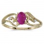 10k Yellow Gold Oval Ruby And Diamond Ring