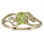 10k Yellow Gold Oval Peridot And Diamond Ring