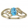 10k Yellow Gold Oval Blue Topaz And Diamond Ring