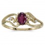 10k Yellow Gold Oval Rhodolite Garnet And Diamond Ring