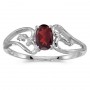 10k White Gold Oval Garnet And Diamond Ring