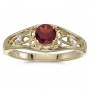 10k Yellow Gold Round Garnet And Diamond Ring