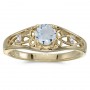 10k Yellow Gold Round Aquamarine And Diamond Ring