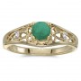 10k Yellow Gold Round Emerald And Diamond Ring