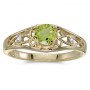 10k Yellow Gold Round Peridot And Diamond Ring