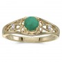 14k Yellow Gold Round Emerald And Diamond Ring