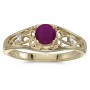 14k Yellow Gold Round Ruby And Diamond Ring