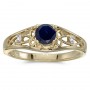 14k Yellow Gold Round Sapphire And Diamond Ring