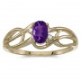 10k Yellow Gold Oval Amethyst And Diamond Curve Ring