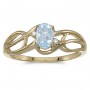 10k Yellow Gold Oval Aquamarine And Diamond Curve Ring