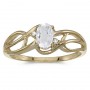 10k Yellow Gold Oval White Topaz And Diamond Curve Ring