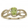 10k Yellow Gold Oval Peridot And Diamond Curve Ring