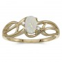 10k Yellow Gold Oval Opal And Diamond Curve Ring