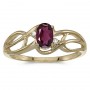 10k Yellow Gold Oval Rhodolite Garnet And Diamond Curve Ring