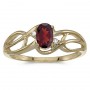 14k Yellow Gold Oval Garnet And Diamond Curve Ring