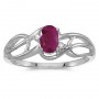 14k White Gold Oval Ruby And Diamond Curve Ring