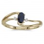 10k Yellow Gold Oval Sapphire And Diamond Wave Ring