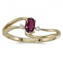 14k Yellow Gold Oval Rhodolite Garnet And Diamond Wave Ring