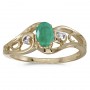 10k Yellow Gold Oval Emerald And Diamond Ring