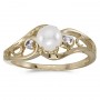 10k Yellow Gold Pearl And Diamond Ring