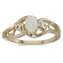 10k Yellow Gold Oval Opal And Diamond Ring