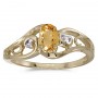 10k Yellow Gold Oval Citrine And Diamond Ring