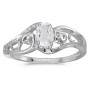 10k White Gold Oval White Topaz And Diamond Ring