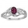 10k White Gold Oval Rhodolite Garnet And Diamond Ring