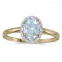 10k Yellow Gold Oval Aquamarine And Diamond Ring