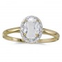 10k Yellow Gold Oval White Topaz And Diamond Ring