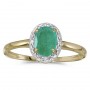 10k Yellow Gold Oval Emerald And Diamond Ring