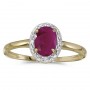 10k Yellow Gold Oval Ruby And Diamond Ring