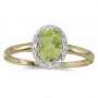 10k Yellow Gold Oval Peridot And Diamond Ring