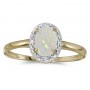 10k Yellow Gold Oval Opal And Diamond Ring