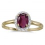 10k Yellow Gold Oval Rhodolite Garnet And Diamond Ring