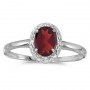 10k White Gold Oval Garnet And Diamond Ring