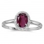 10k White Gold Oval Rhodolite Garnet And Diamond Ring