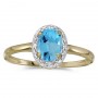 14k Yellow Gold Oval Blue Topaz And Diamond Ring
