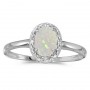 14k White Gold Oval Opal And Diamond Ring