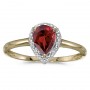 14k Yellow Gold Pear Garnet And Diamond Ring