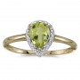 14k Yellow Gold Pear Peridot And Diamond Ring