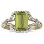 10k Yellow Gold Emerald-cut Peridot And Diamond Ring