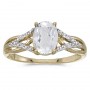 10k Yellow Gold Oval White Topaz And Diamond Ring